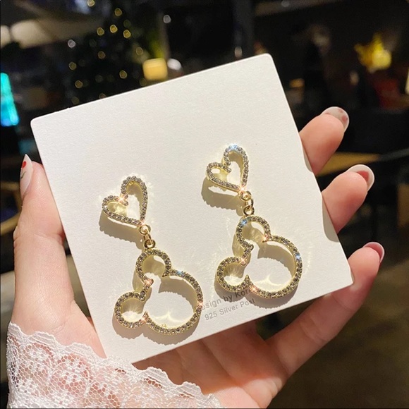 Disney Jewelry - MICKEY LOVE ♡ Drop Crystal Sparkling Earrings GIFT